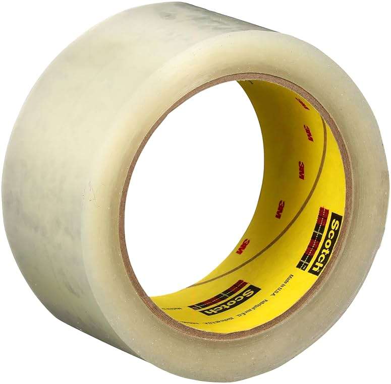 3M Scotch High Tack Box Sealing Tape 375+, Film Backing with Synthetic Rubber Adhesive, Clear Color, 72 mm x 50 m, 24/Case - Image 1