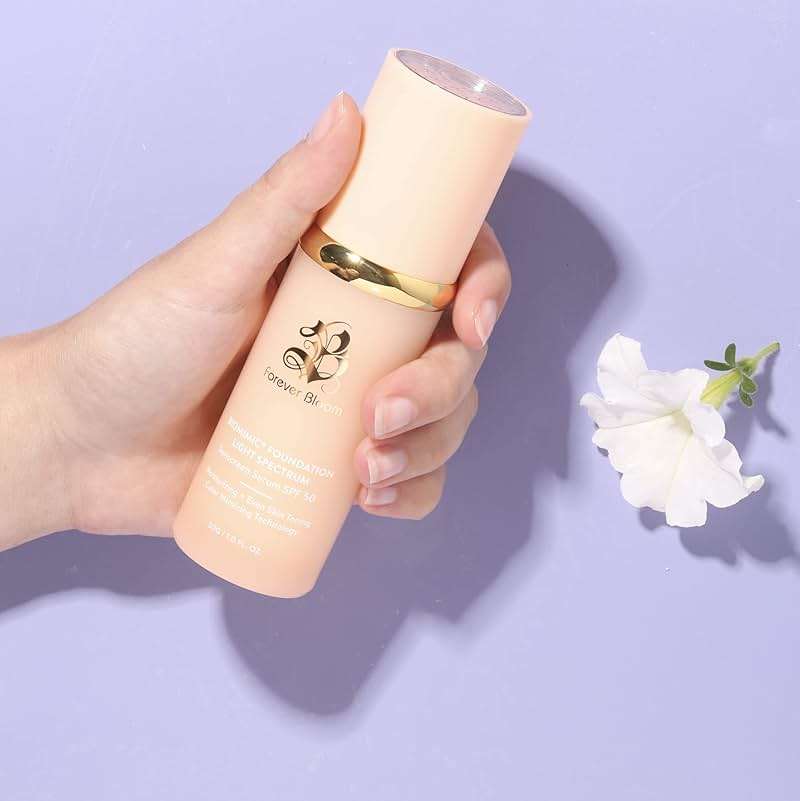 Forever Bloom Bio Mimic Foundation Light Spectrum SPF50 hydrates, conceals and evens tone with a lightweight, anti-aging finish for mature, sensitive skin—perfect for gym, sports or dance - Image 2