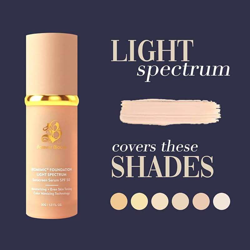Forever Bloom Bio Mimic Foundation Light Spectrum SPF50 hydrates, conceals and evens tone with a lightweight, anti-aging finish for mature, sensitive skin—perfect for gym, sports or dance - Image 3