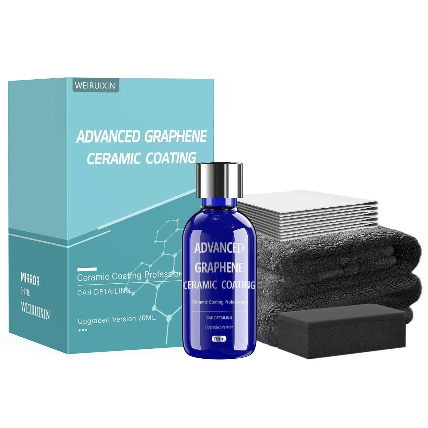 Advanced Graphene Ceramic Coating for Cars(70ML),12H Graphene Coating for Auto Car Detailing,10+ Years of Long Lasting Car Protection,Gloss Hydrophobicty Anti Scratch - Image 1
