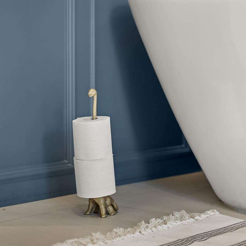 WallCharmers Gold Paper Towel Holder, Metal Toilet or Kitchen Paper Holder for Floor or Countertop, Gold Dino - Image 8