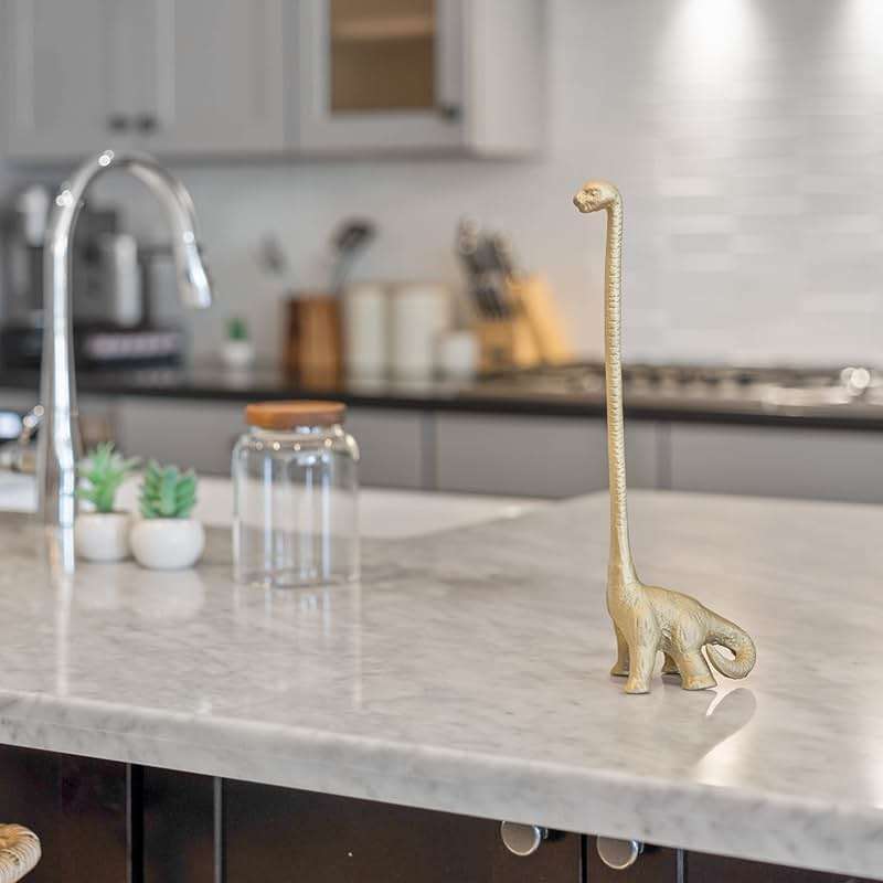 WallCharmers Gold Paper Towel Holder, Metal Toilet or Kitchen Paper Holder for Floor or Countertop, Gold Dino - Image 9