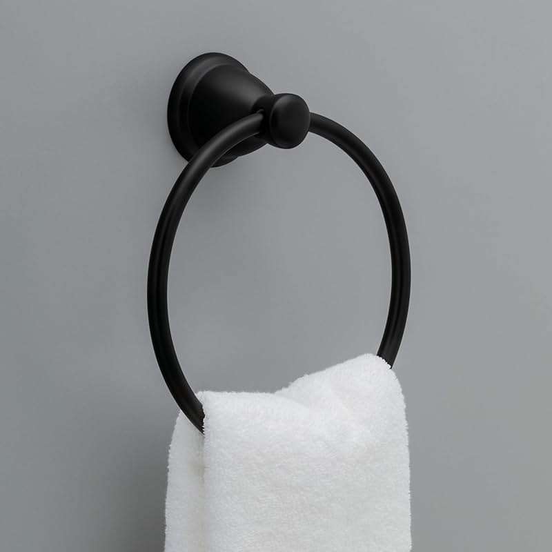 Franklin Brass 5-Piece Matte Black Bathroom Set (2) Towel Racks, Ring, Toilet Paper Holder, Hook | Kinla Bath Accessories - Image 12
