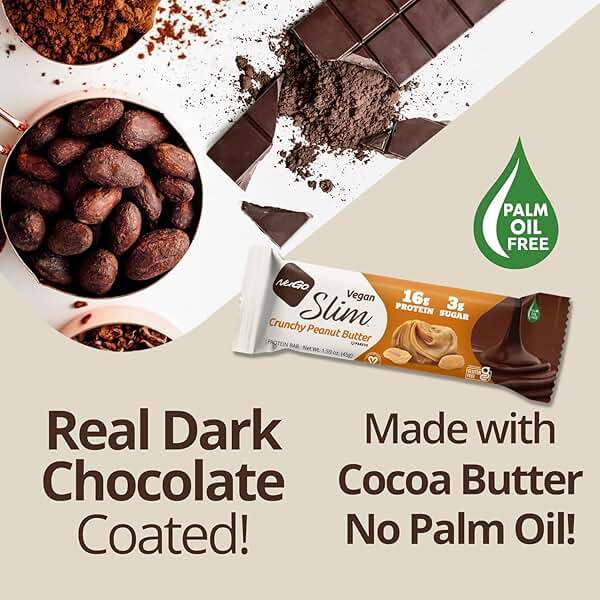 Nugo Slim Dark Chocolate Crunchy Peanut Butter, 16g Vegan Protein, 3g Sugar, 7g Fiber, Low Net Carb, Keto Friendly, Gluten Free, 24 Count - Image 5