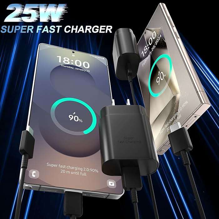 USB C Android Charger Fast Charging Cord, Super Fast Phone Chargers 10FT+6.6FT C to C Type Cable with 25W USBC Wall Block for Samsung Galaxy S26 S25 S24 Ultra Plus/S23/S22/S21/S20/Note 20/10, Black - Image 4