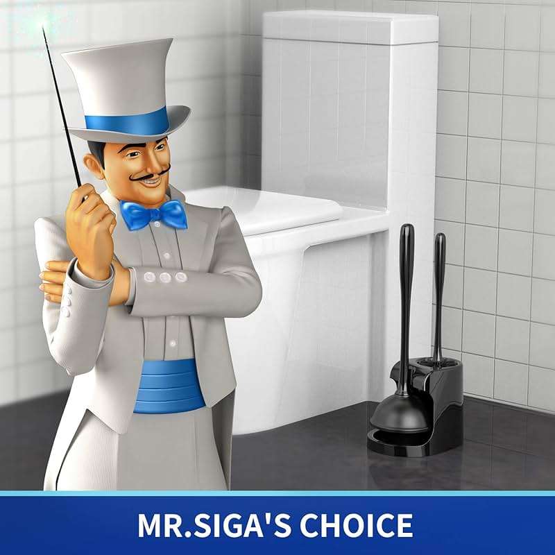 MR.SIGA Toilet Plunger and Bowl Brush Combo for Bathroom Cleaning, Black, 2 Sets - Image 2