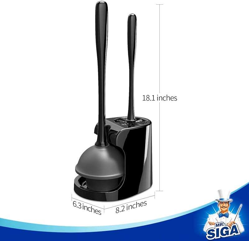 MR.SIGA Toilet Plunger and Bowl Brush Combo for Bathroom Cleaning, Black, 2 Sets - Image 3