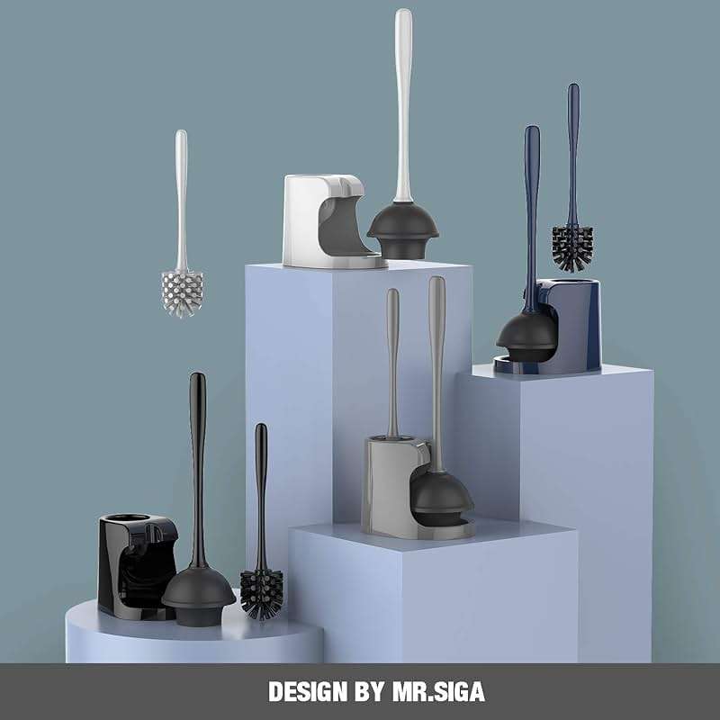 MR.SIGA Toilet Plunger and Bowl Brush Combo for Bathroom Cleaning, Black, 2 Sets - Image 9