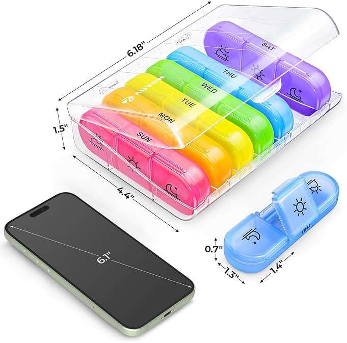AUVON Weekly Pill Organizer 3 Times a Day, Large 7 Day Pill Box 3 Times a Day with Separate Container, Portable Pill Case for Medication, Vitamins, Fish Oil and Supplements - Image 6