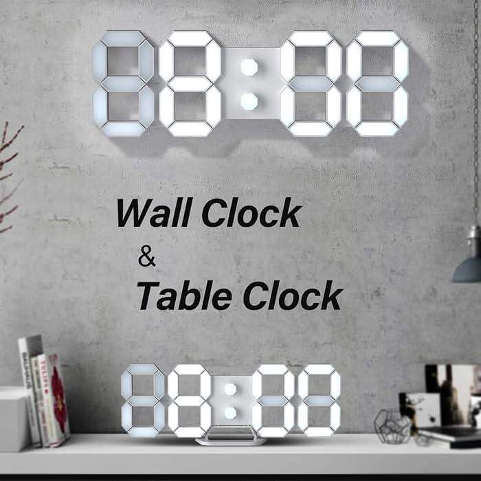 EDUP HOME 3D LED Digital Wall Clock/Desk Alarm Clock with Remote Control for Kitchen Bedroom Office, 9.7" LED Night Light Decor Clock Adjust Brightness 12H/24H Time Date Temperature, Great Gift - Image 2