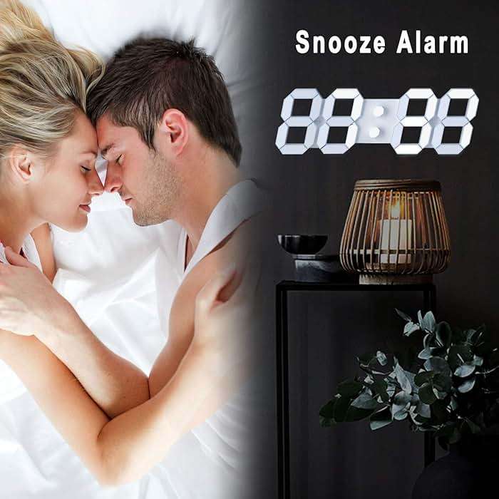 EDUP HOME 3D LED Digital Wall Clock/Desk Alarm Clock with Remote Control for Kitchen Bedroom Office, 9.7" LED Night Light Decor Clock Adjust Brightness 12H/24H Time Date Temperature, Great Gift - Image 5