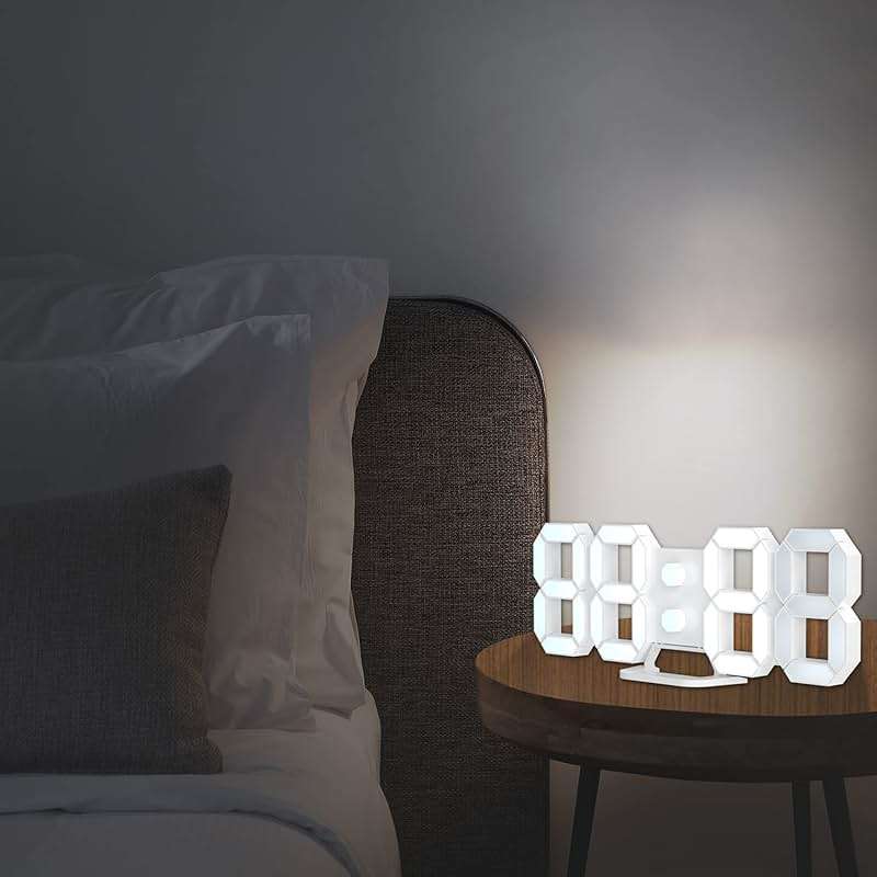 EDUP HOME 3D LED Digital Wall Clock/Desk Alarm Clock with Remote Control for Kitchen Bedroom Office, 9.7" LED Night Light Decor Clock Adjust Brightness 12H/24H Time Date Temperature, Great Gift - Image 8