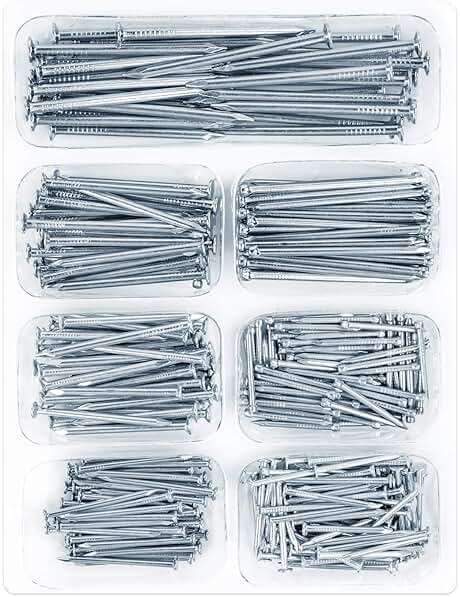 STUHAD STUHAD 400pcs Hardware Nails Assortment Kit, Picture Hanging Nails, Galvanized Nails, Small Nails for Hanging Pictures, 7 Size Assortment for Finish Nails, Wood Nails, Wall Nails - Image 1