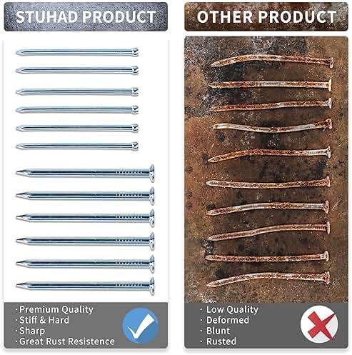 STUHAD STUHAD 400pcs Hardware Nails Assortment Kit, Picture Hanging Nails, Galvanized Nails, Small Nails for Hanging Pictures, 7 Size Assortment for Finish Nails, Wood Nails, Wall Nails - Image 4