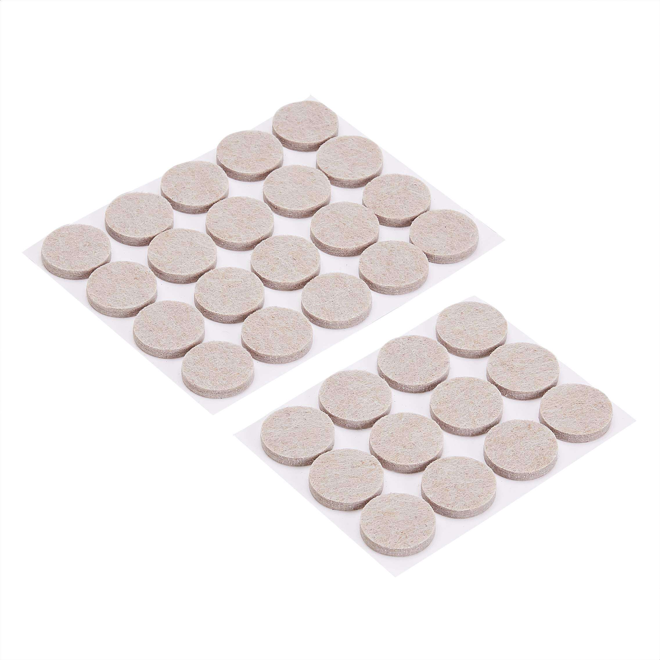 Amazon Basics Round Self Adhesive Felt Furniture Pads, Floor Protectors, Anti Scratch, 1 inch, 32 Count, Beige - Image 1