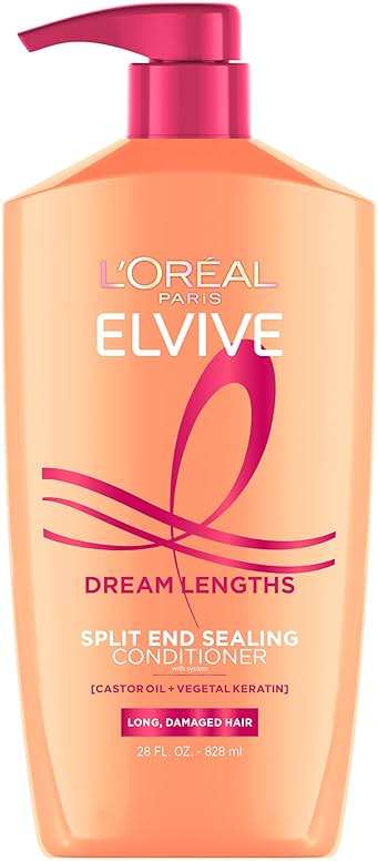 L'Oreal Paris Elvive Dream Lengths Super Detangling Conditioner With Fine Castor Oil and Vitamins B3 and B5 for Long, Damaged Hair, Instantly Detangles To Reduce Breakage With System, 28 Fl Ounce - Image 1