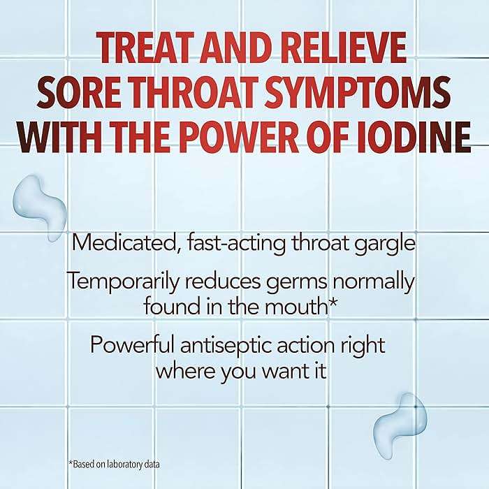 Betadine Sore Throat Relief Gargle, 8 Oz, Fast Acting Antiseptic with Povidone-Iodine 0.5%, Sore Throat Medicine, Mint Flavor - Image 4