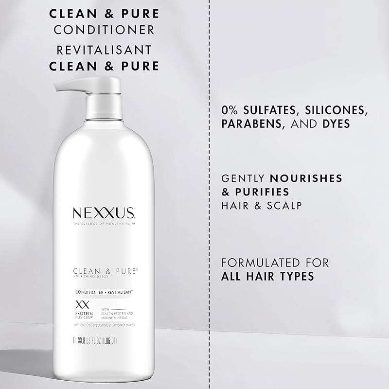 Nexxus Clean and Pure Conditioner, With ProteinFusion, Nourished Hair Care Silicone, Dye And Paraben Free 33.8 oz - Image 3