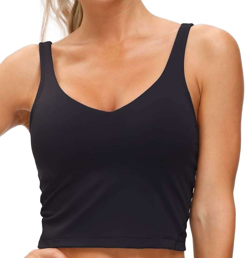 THE GYM PEOPLE Womens' Sports Bra Longline Wirefree Padded with Medium Support - Image 1