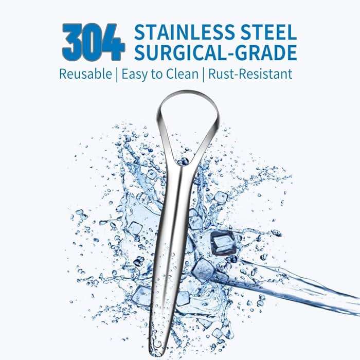 Cafhelp 2-Pack Tongue Scraper, 100% 304 Surgical Stainless Steel Tongue Cleaner for Both Adults and Kids, Professional Reduce Bad Breath Metal Tongue Scrapers, Help Your Oral Hygiene (with 2 cases) - Image 2