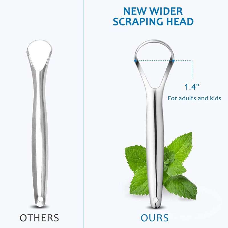 Cafhelp 2-Pack Tongue Scraper, 100% 304 Surgical Stainless Steel Tongue Cleaner for Both Adults and Kids, Professional Reduce Bad Breath Metal Tongue Scrapers, Help Your Oral Hygiene (with 2 cases) - Image 4