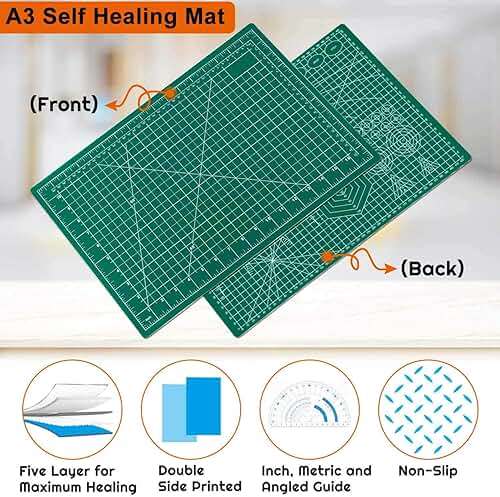 anezus Self Healing Sewing Mat, 12inch x 18inch Rotary Cutting Mat Double Sided 5-Ply Craft Cutting Board for Sewing Crafts Hobby Fabric Precision Scrapbooking Project - Image 5