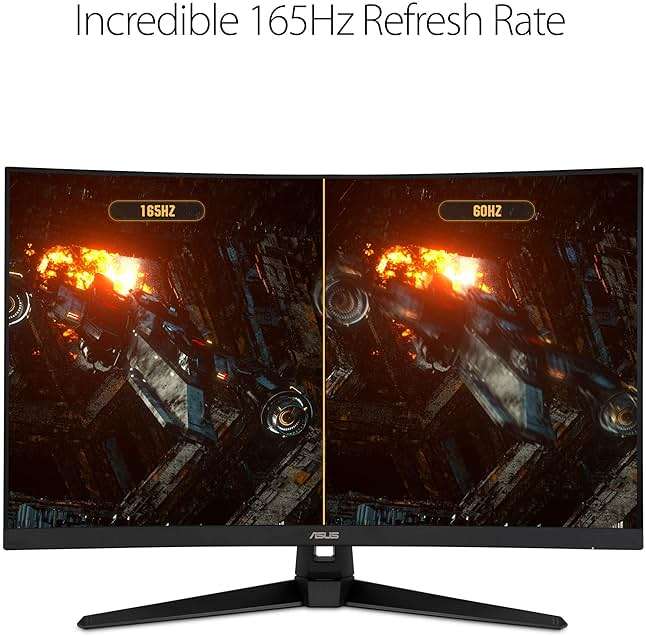 ASUS TUF 32 Inch Curved Gaming Monitor - QHD (2560 x 1440), 165Hz (Supports 144Hz), 1ms, Extreme Low Motion Blur, Speaker, FreeSync Premium, VESA Mountable, DisplayPort, HDMI - VG32VQ1B - Image 5