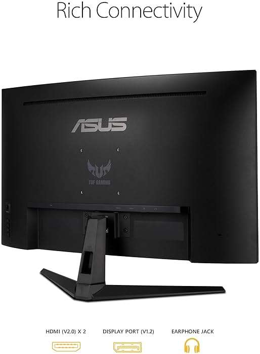 ASUS TUF 32 Inch Curved Gaming Monitor - QHD (2560 x 1440), 165Hz (Supports 144Hz), 1ms, Extreme Low Motion Blur, Speaker, FreeSync Premium, VESA Mountable, DisplayPort, HDMI - VG32VQ1B - Image 7