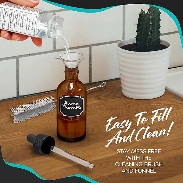 Nevlers Amber Glass Dropper Bottle 2 Oz 48 PK | Leakproof Empty Eye Dropper Bottle Set w/Funnel, Brush, Shrink Wrap, Marker & Labels | Reusable Tincture Bottles with Droppers | Glass Droppers for Oils - Image 5