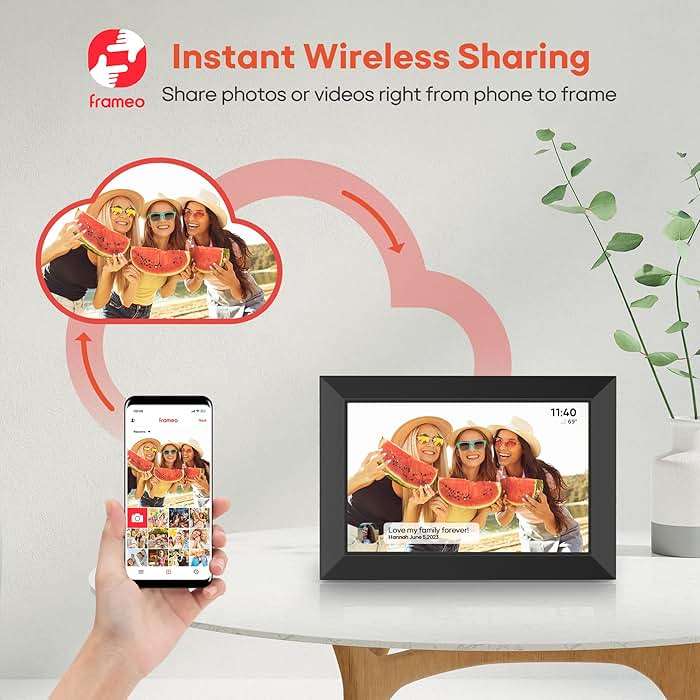 BIGASUO Digital Picture Frame, 10.1" Frameo Digital Frame WiFi with 32GB Memory, 1280x800 IPS Touch Screen, Send Photos/Videos from Your Phone Anywhere, Photo Gifts for Parents and Grandparents - Image 2
