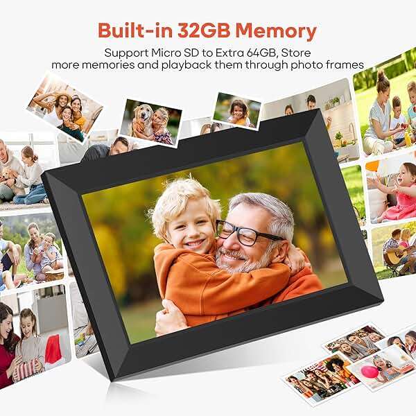 BIGASUO Digital Picture Frame, 10.1" Frameo Digital Frame WiFi with 32GB Memory, 1280x800 IPS Touch Screen, Send Photos/Videos from Your Phone Anywhere, Photo Gifts for Parents and Grandparents - Image 4