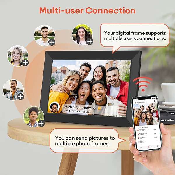 BIGASUO Digital Picture Frame, 10.1" Frameo Digital Frame WiFi with 32GB Memory, 1280x800 IPS Touch Screen, Send Photos/Videos from Your Phone Anywhere, Photo Gifts for Parents and Grandparents - Image 6