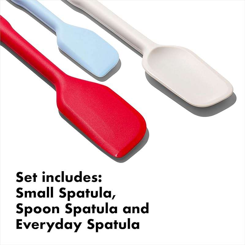 OXO Good Grips 3 Piece Silicone Spatula Set, One Size, Multi, Multicolor - Image 4
