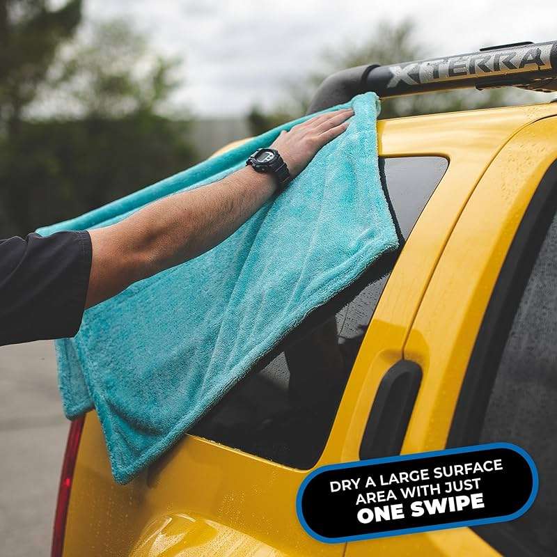 The Rag Company, The Liquid8r, Absorbent 70/30 Blend Microfiber Drying Towel for Cars, Trucks, and SUVs, Safe for Detailing, Scratch-Free, Twist Loop, 1100 GSM, 25x36 Inches, Aqua Blue - Image 4