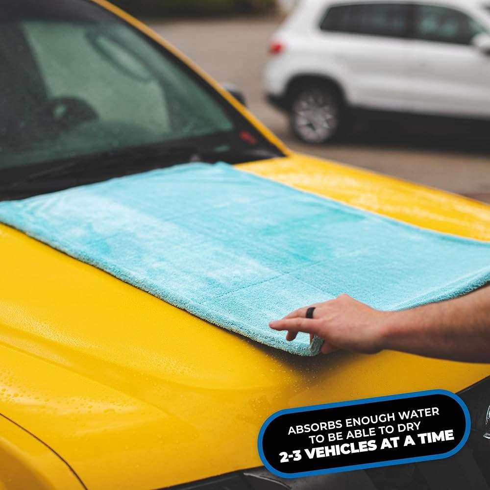 The Rag Company, The Liquid8r, Absorbent 70/30 Blend Microfiber Drying Towel for Cars, Trucks, and SUVs, Safe for Detailing, Scratch-Free, Twist Loop, 1100 GSM, 25x36 Inches, Aqua Blue - Image 5