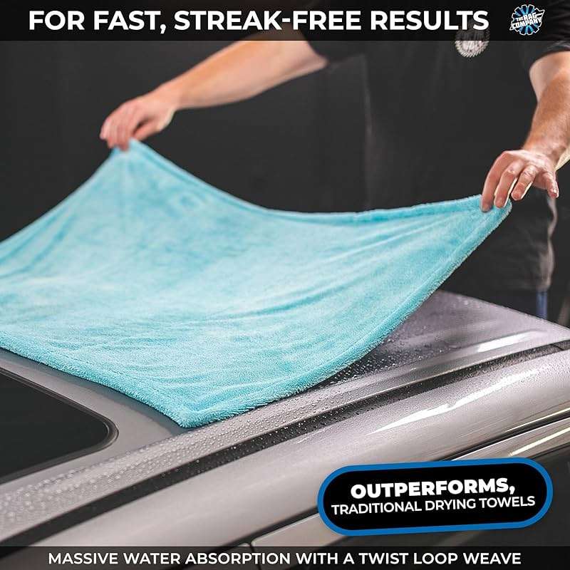 The Rag Company, The Liquid8r, Absorbent 70/30 Blend Microfiber Drying Towel for Cars, Trucks, and SUVs, Safe for Detailing, Scratch-Free, Twist Loop, 1100 GSM, 25x36 Inches, Aqua Blue - Image 7