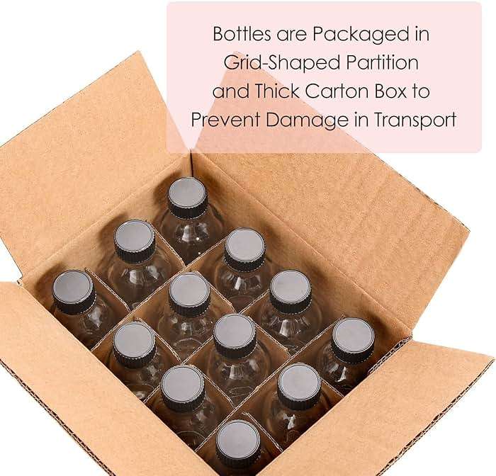 AOZITA 12 Pack, 2 oz Small Clear Glass Bottles w/Lid & 3 Funnels - 60ml Boston Shot Bottles for Health, Immunity, Potion, Wellness, Sample, Ginger, Juice - Mini Personal Care & Beauty Travel Bottle - Image 7