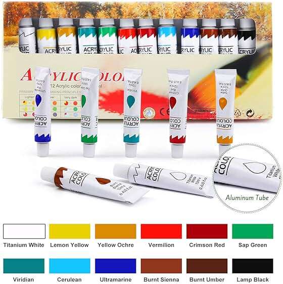 ESRICH Acrylic Paint Set,Painting Supplies with 2 PCS of 12 Colors Acrylic Paint,1 Easel 3 Canvas 30 Paintbrushes and 3 Palettes, Paint Kit for Kids, Students, Artists and Beginner - Image 4