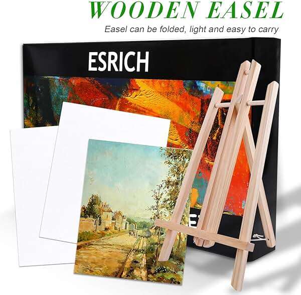 ESRICH Acrylic Paint Set,Painting Supplies with 2 PCS of 12 Colors Acrylic Paint,1 Easel 3 Canvas 30 Paintbrushes and 3 Palettes, Paint Kit for Kids, Students, Artists and Beginner - Image 5