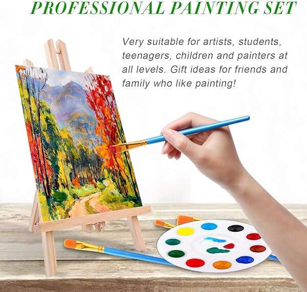 ESRICH Acrylic Paint Set,Painting Supplies with 2 PCS of 12 Colors Acrylic Paint,1 Easel 3 Canvas 30 Paintbrushes and 3 Palettes, Paint Kit for Kids, Students, Artists and Beginner - Image 6