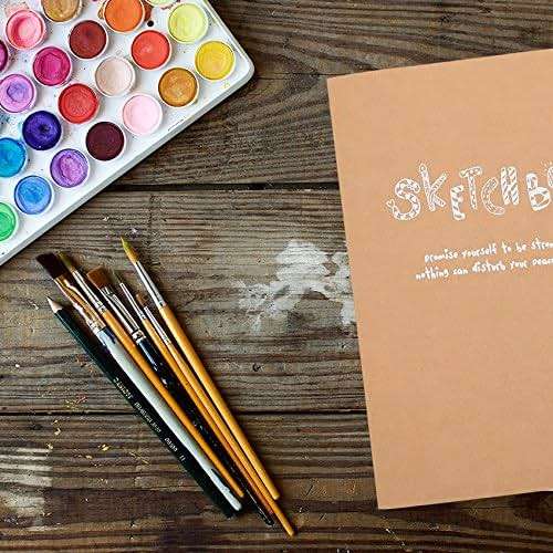 Kraft Cover Drawing Notebook & Sketchbook – Set of 2 Blank Plain Sketch Books – 125g Thick Paper, 200x280mm Paper Ideal for Drawing & Sketching- 128 sheets/256 Pages – 180 Degree Opening, 2pcs - Image 2