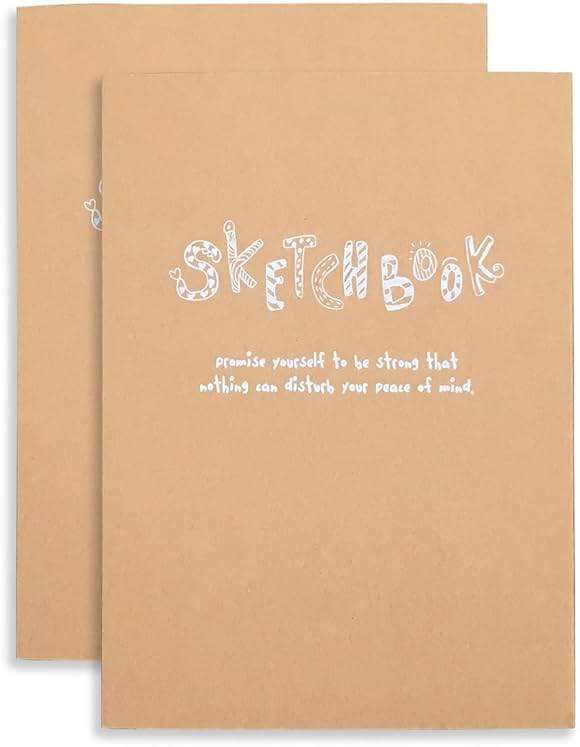 Kraft Cover Drawing Notebook & Sketchbook – Set of 2 Blank Plain Sketch Books – 125g Thick Paper, 200x280mm Paper Ideal for Drawing & Sketching- 128 sheets/256 Pages – 180 Degree Opening, 2pcs - Image 5