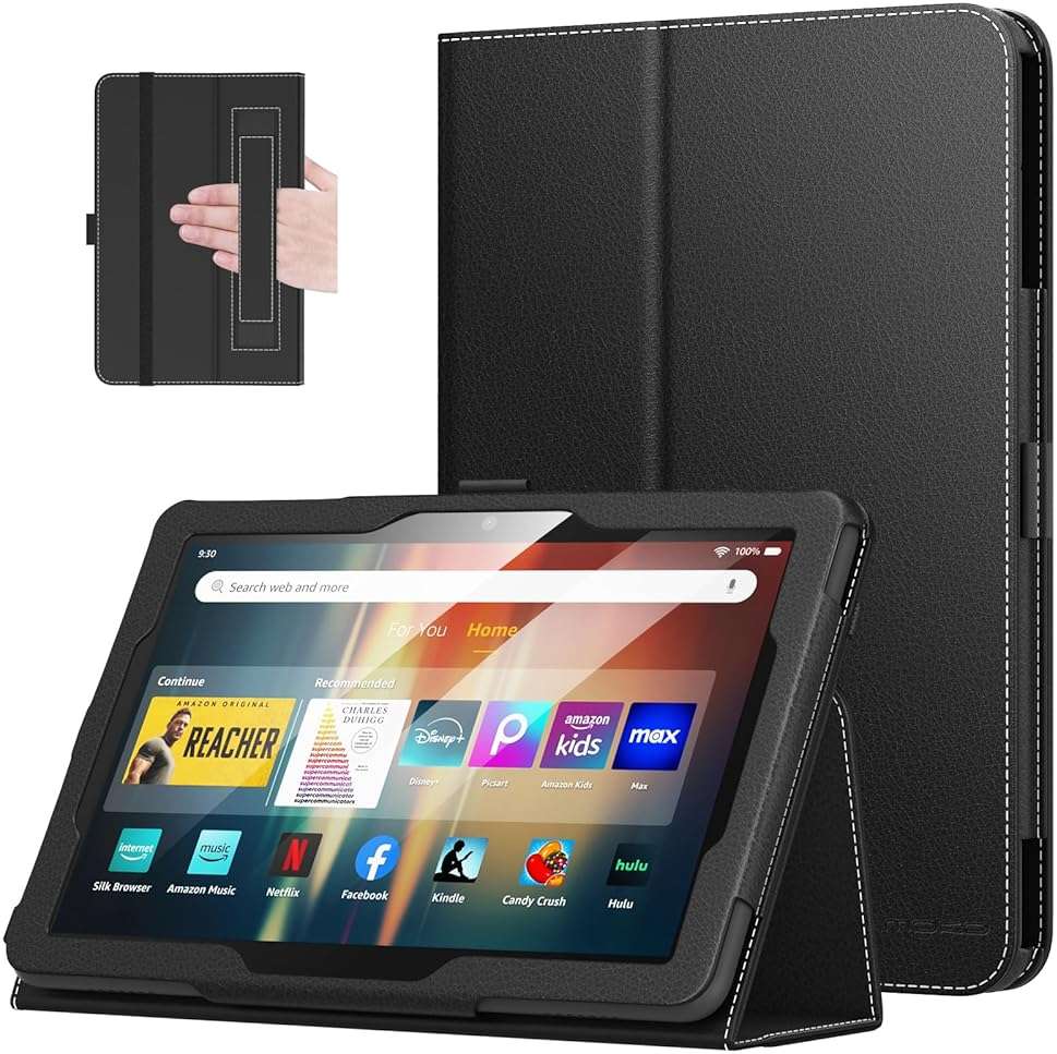 MoKo Case Fits Amazon Kindle Fire HD 8 & 8 Plus Tablet (12th Generation/10th Generation, 2024/2022/2020 Release) 8", Slim Folding Stand Cover with Auto Wake/Sleep, Black - Image 1