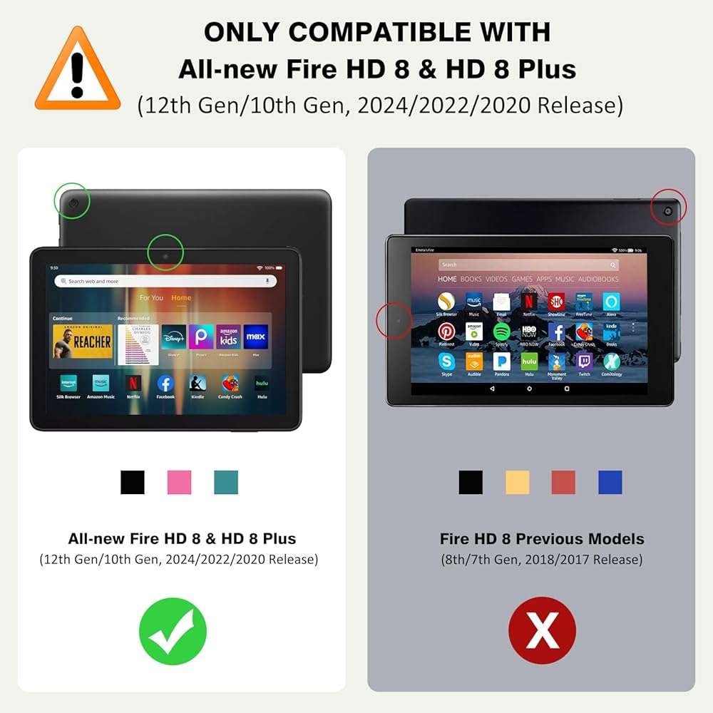 MoKo Case Fits Amazon Kindle Fire HD 8 & 8 Plus Tablet (12th Generation/10th Generation, 2024/2022/2020 Release) 8", Slim Folding Stand Cover with Auto Wake/Sleep, Black - Image 2