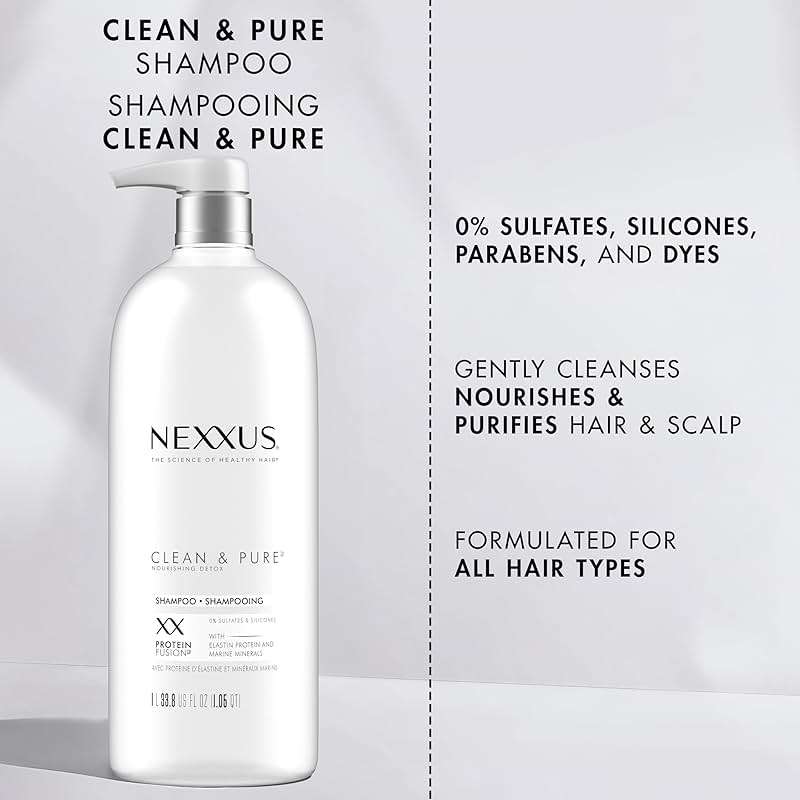 Nexxus Clean and Pure Clarifying Shampoo, With ProteinFusion, Nourished Hair Care Silicone, Dye And Paraben Free 33.8 oz - Image 4