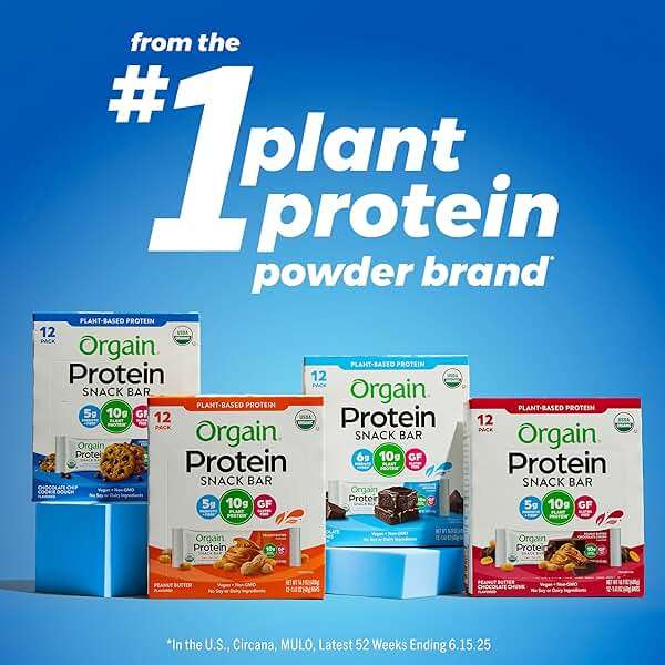 Orgain Organic Vegan Protein Bars, Chocolate Brownie - 10g Plant Based Protein, Low Calorie Healthy Snacks, No Lactose or Soy Ingredients, Gluten Free, Non-GMO - 1.41 Oz (Pack of 12) - Image 6