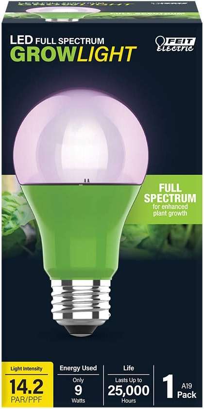 Feit Electric A19/GROW/LEDG2/BX Full Spectrum Led 60W Equivalent A19 Non-Dimmable Hydro Grow Light Bulb, Green - Image 4