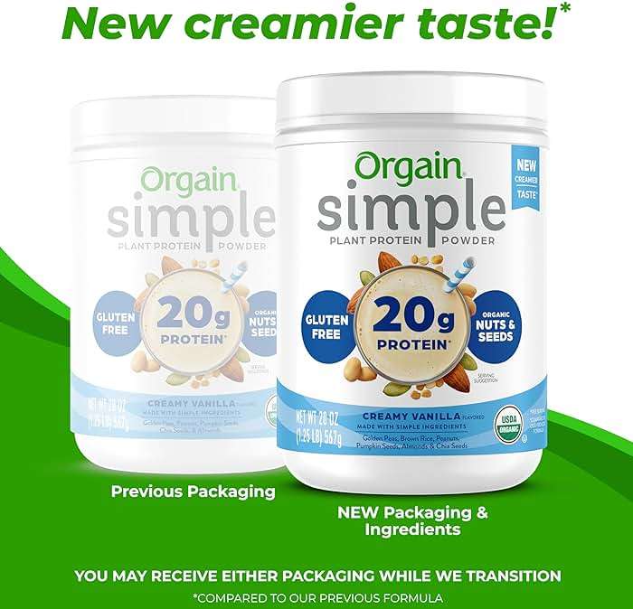 Orgain Organic Simple Vegan Protein Powder, Vanilla - 20g Plant Based Protein, Made with less Ingredients, No Artificial Sweeteners, Gluten Free, No Dairy or Lactose, 1.25 lb (Packaging May Vary) - Image 3