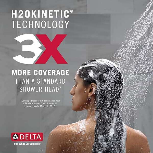 Delta Nicoli 14 Series H2Okinetic Bathtub and Shower Faucet Set, Matte Black Shower Head and Handle Set, Valve Trim Kit, Matte Black 144749-BL (Valve Included) - Image 4