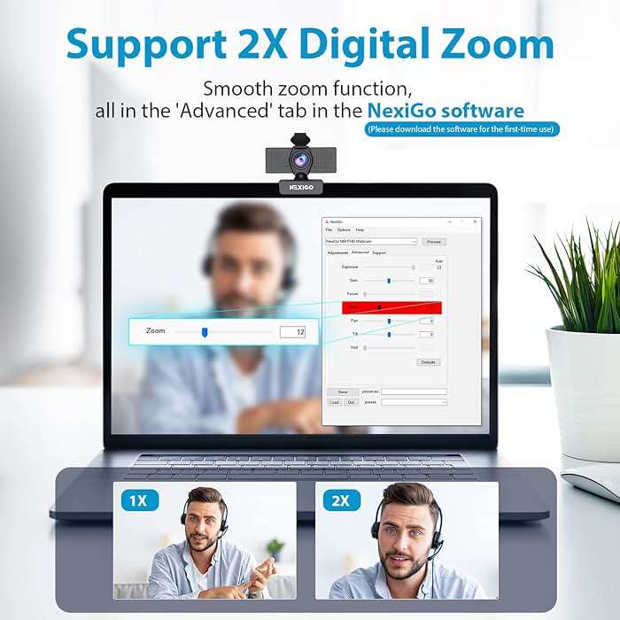 NexiGo N60 1080P Webcam with Microphone, Software Control & Privacy Cover, USB HD Computer Web Camera, Plug and Play, for Zoom/Skype/Teams, Conferencing and Video Calling - Image 2